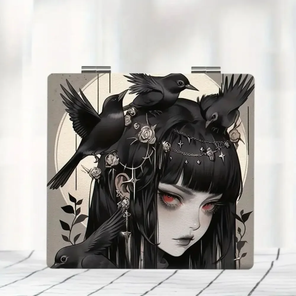 Goth Emo Punk Anime Cosplay Raven Girl Compact Make Up Mirror